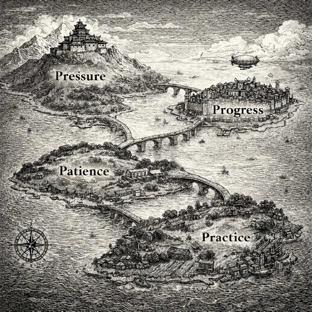 Woodcut-style illustration of the archipelago of Shanqui Jian
