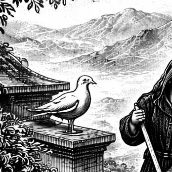 Woodcut-style illustration of Seagull