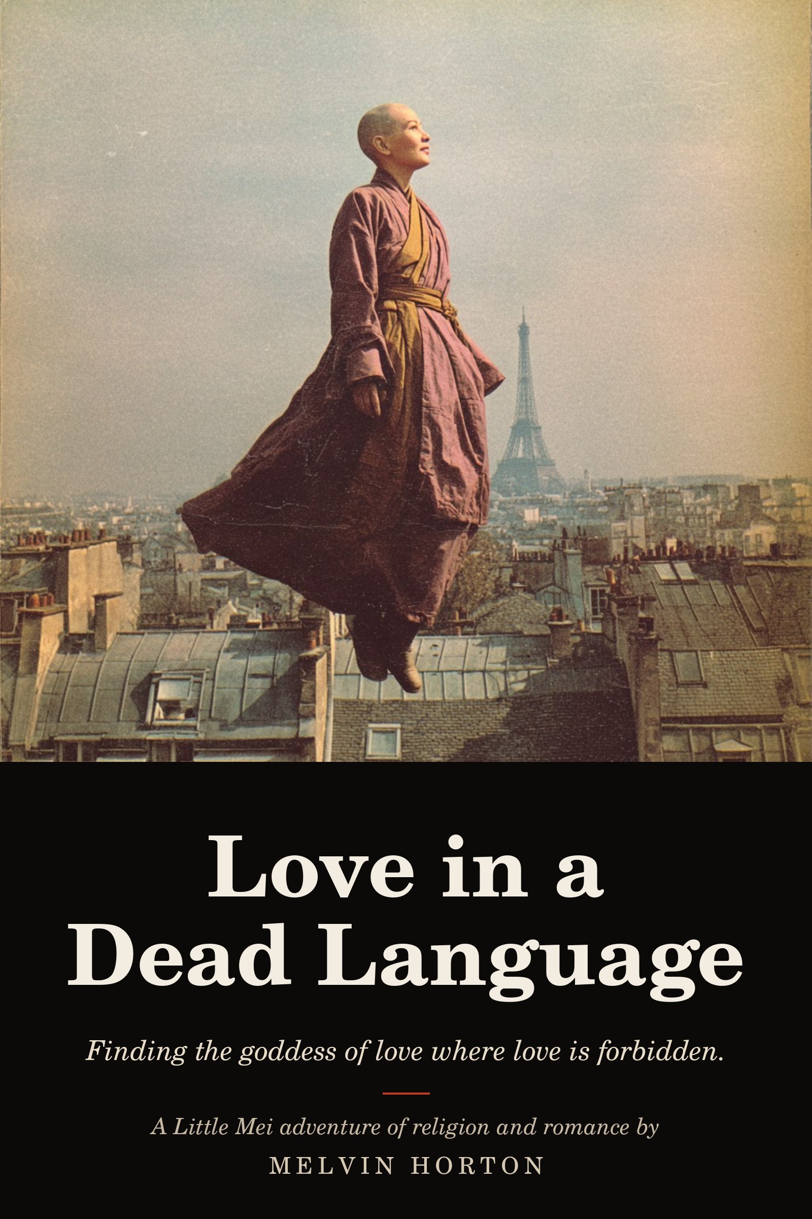 Love in a Dead Language cover: a romantic portrait of two nuns kneeling close in a candlelit island chapel as rain gathers.